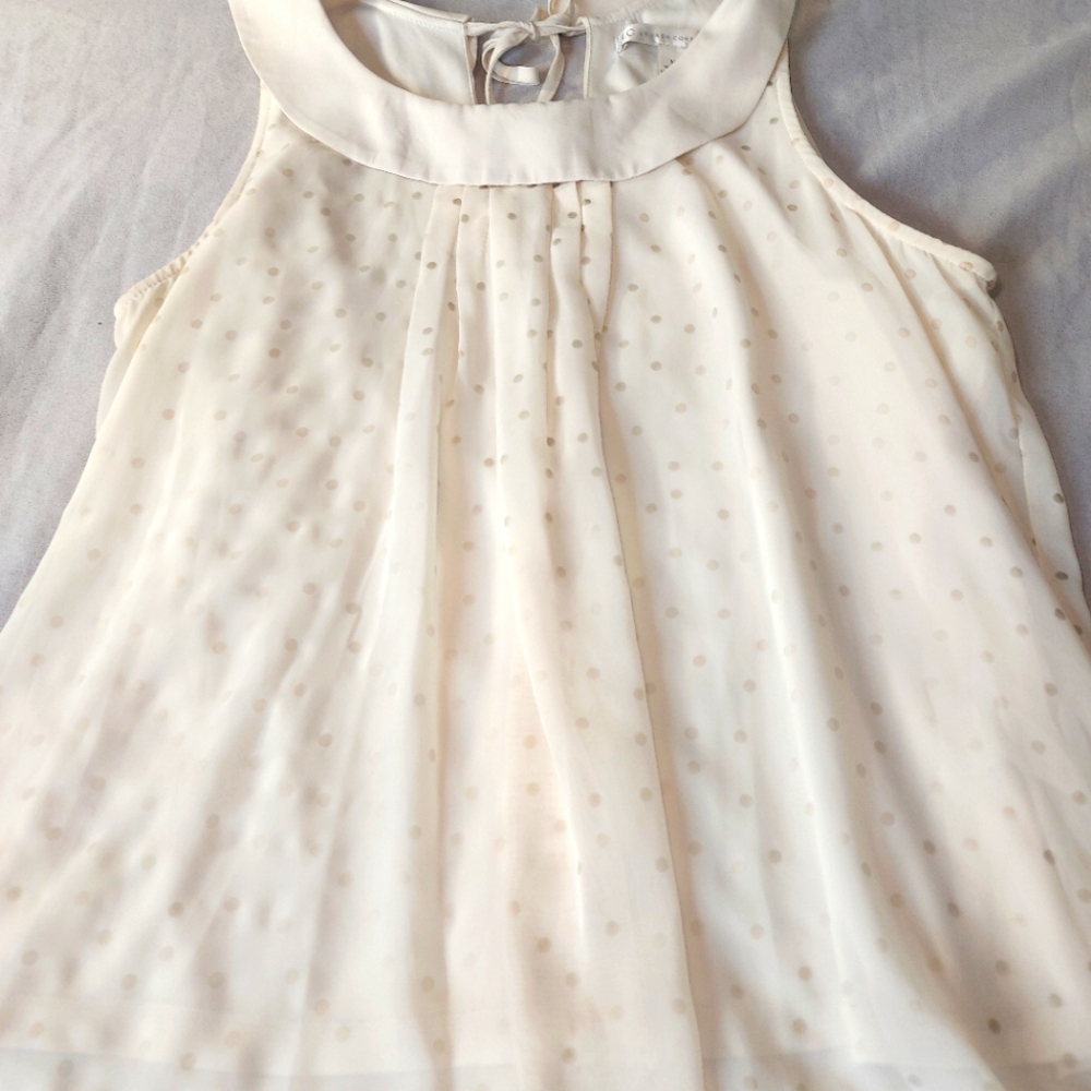 Lauren Conrad Sheer Lined Polka Dot Sleeveless Blouse, Medium